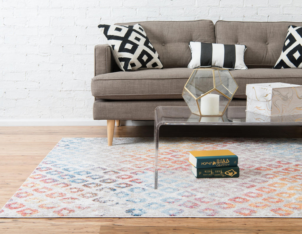 Devan - Rainbow Square-Pattern Rug