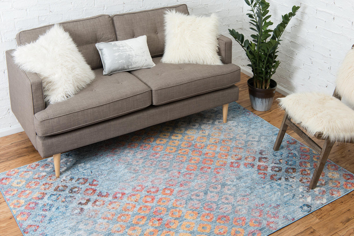 Devan - Rainbow Square-Pattern Rug
