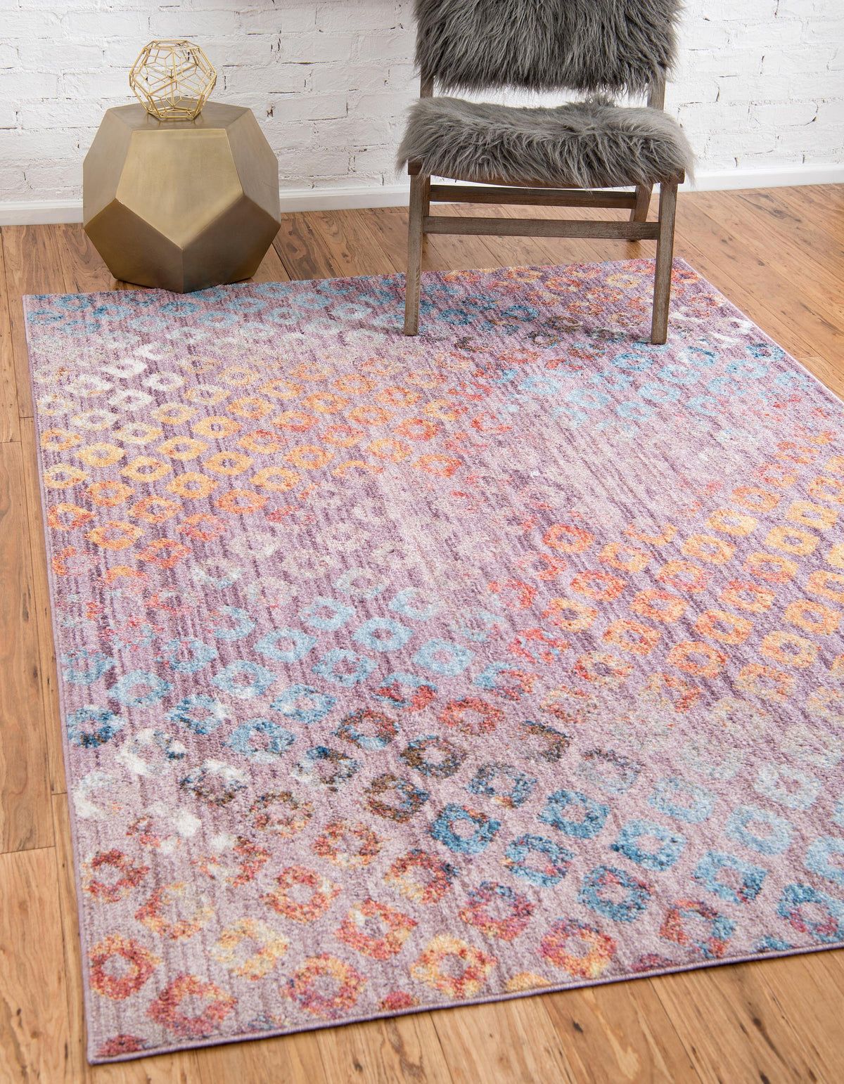 Devan - Rainbow Square-Pattern Rug