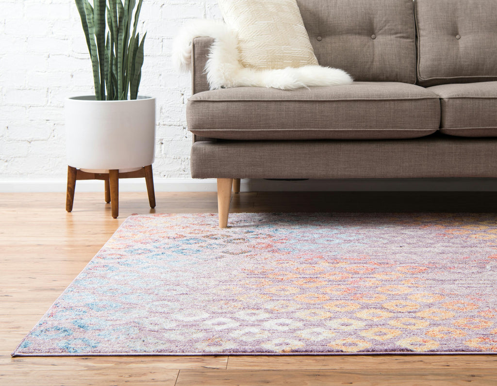 Devan - Rainbow Square-Pattern Rug